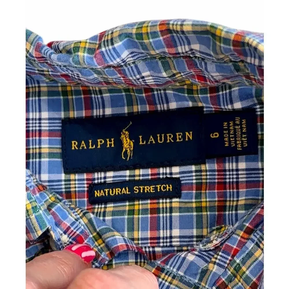 RALPH LAUREN Boys Long Sleeve Plaid Button Down Size 6